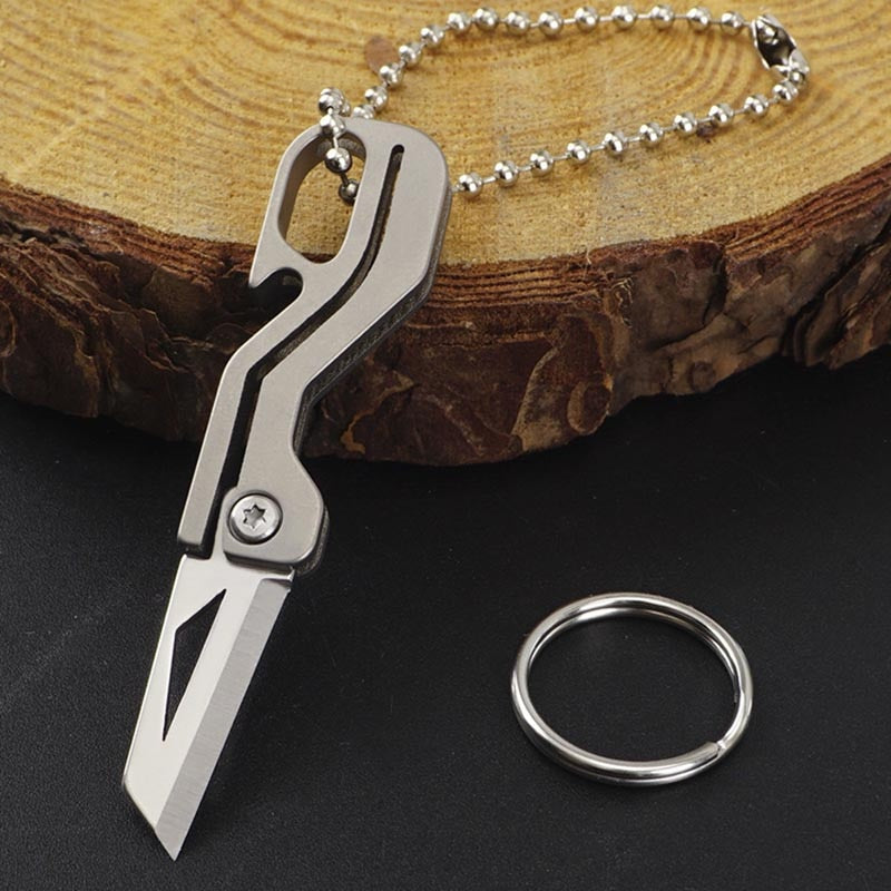 Mini Outdoor Foldable Titanium Knife Keychain