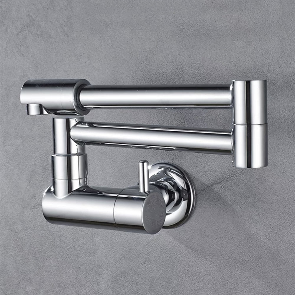 Wall-Mounted Folding Chrome Pot Filler Faucet