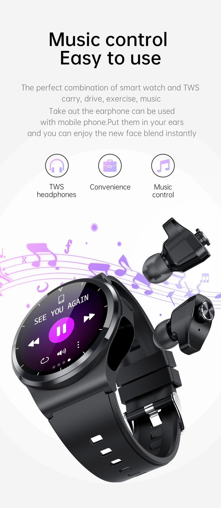 Classic Waterproof Built-in Earphone Smartwatch - Image 5