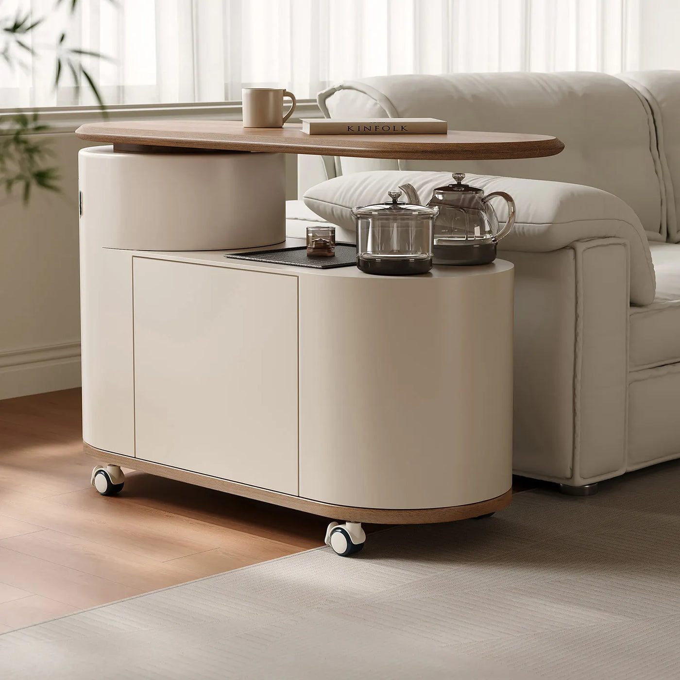 Nordic Curved Lift Top Mobile Coffee Table · Mavigadget