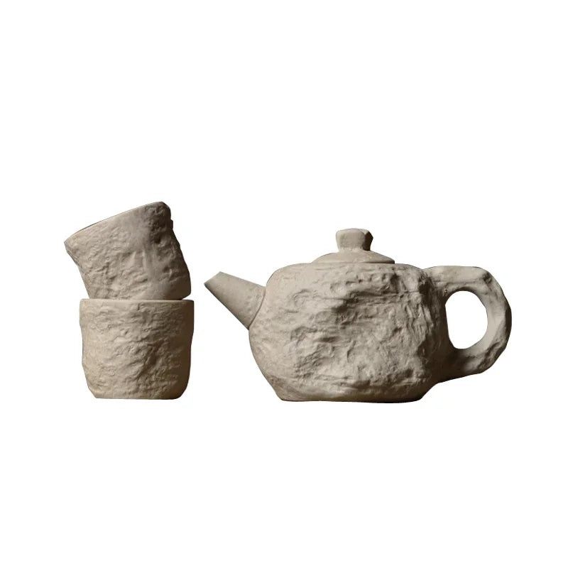 Artisan Rustic Stone Texture Teapot Set - Image 7