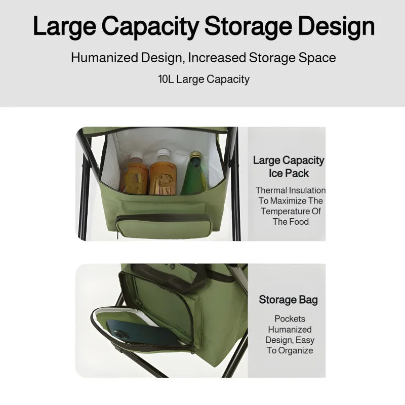 Built-in Cooling Bag Portable Folding Outdoor Stool - Image 5