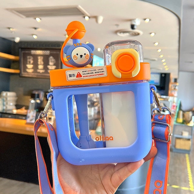 Leak-Proof Double Straw Cartoon Kids Water Bottle - Image 14