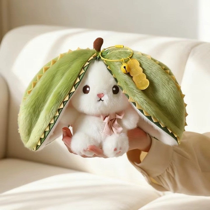 Peekaboo Basket Bunny Reversible Fruit Plush Toy