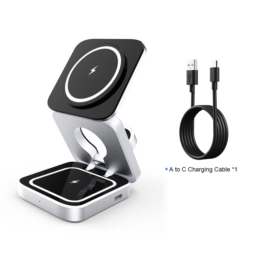 3in1 Magnetic Foldable Wireless Charger Stand Dock