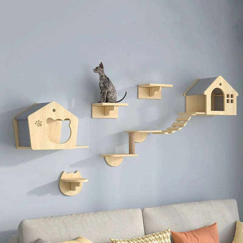 Wooden Cat Wall Climbing Platform Tower - Image 2
