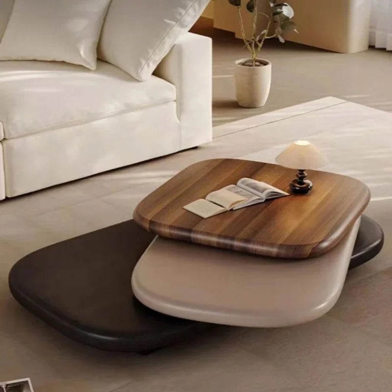 Modern Italian Rotating Oval Wood Coffee Table