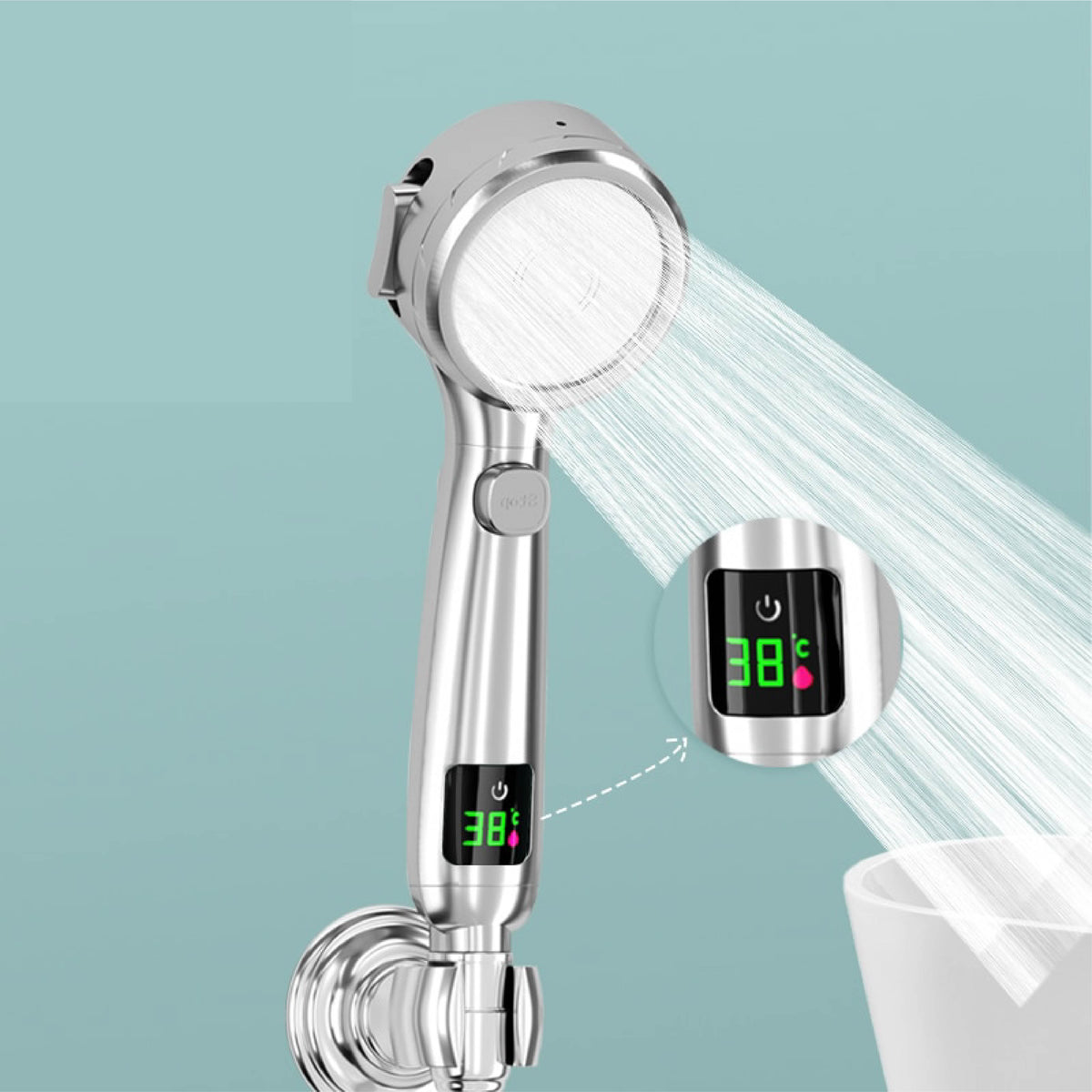 Temperature Display High Pressure Shower Head