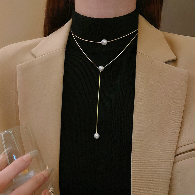 Bohemian Drop Stylish Pearl Necklace - Image 4