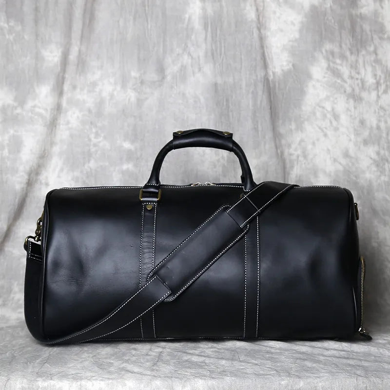 American Style Retro Leather Large Capacity Shoulder Bag - Image 3