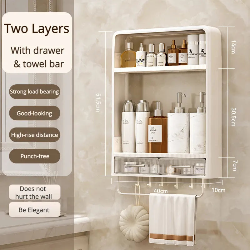 Home Essential Punch-Free Bathroom Organizer Shelf