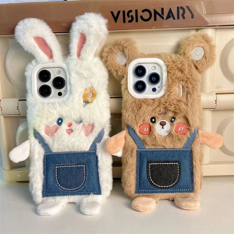 3D Cartoon Fluffy Bunny Cute iPhone Case - Image 0