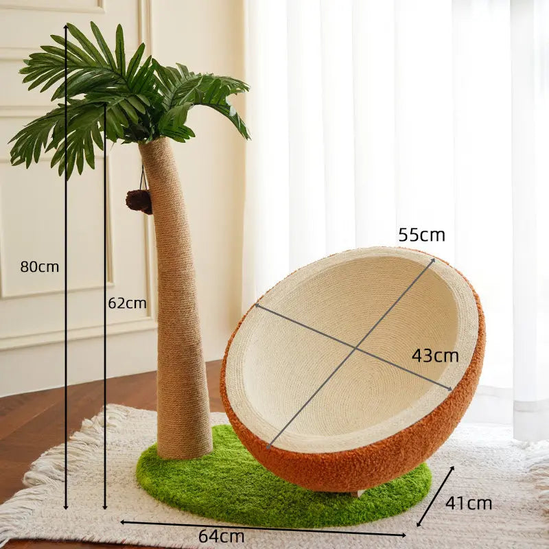 Palm Nest Coconut Shell Cat Lounger Tree