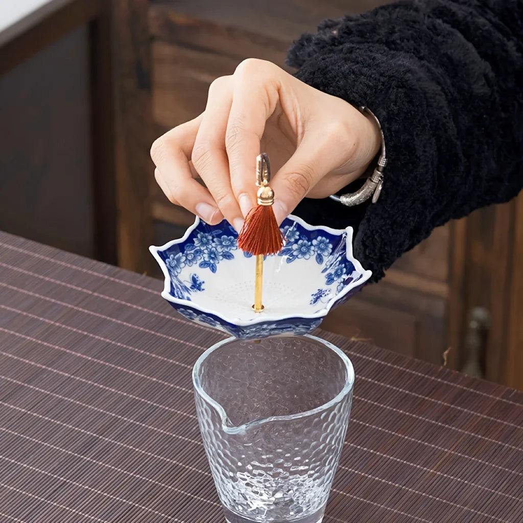 Traditional Floral Ceramic Umbrella Tea Strainer - Image 7