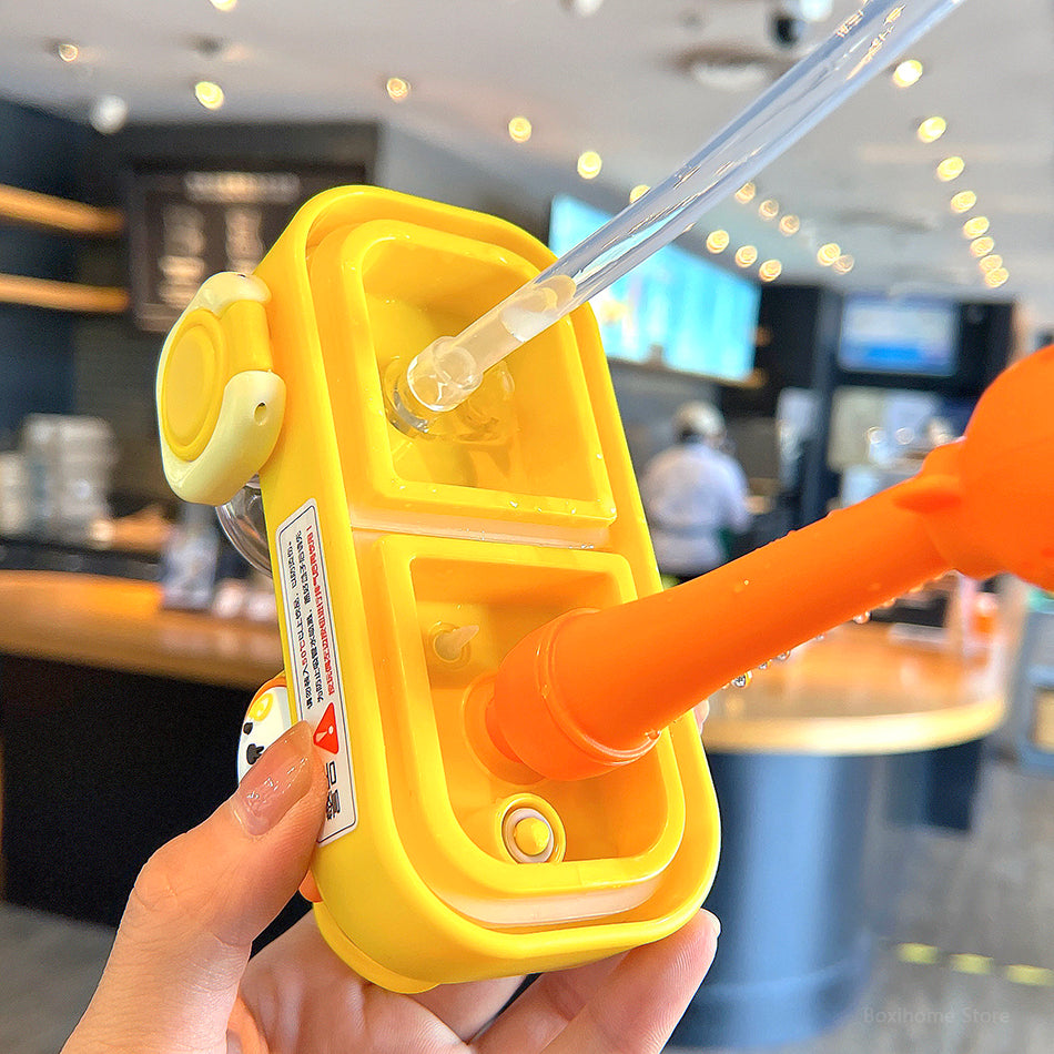 Leak-Proof Double Straw Cartoon Kids Water Bottle - Image 7