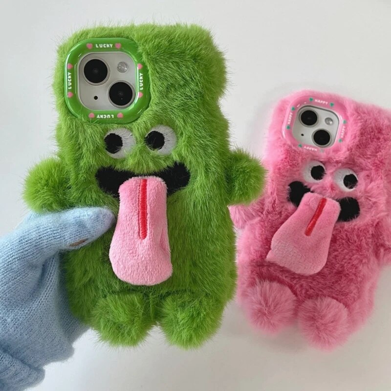 Playful Pair Plush Monster iPhone Case - Image 1
