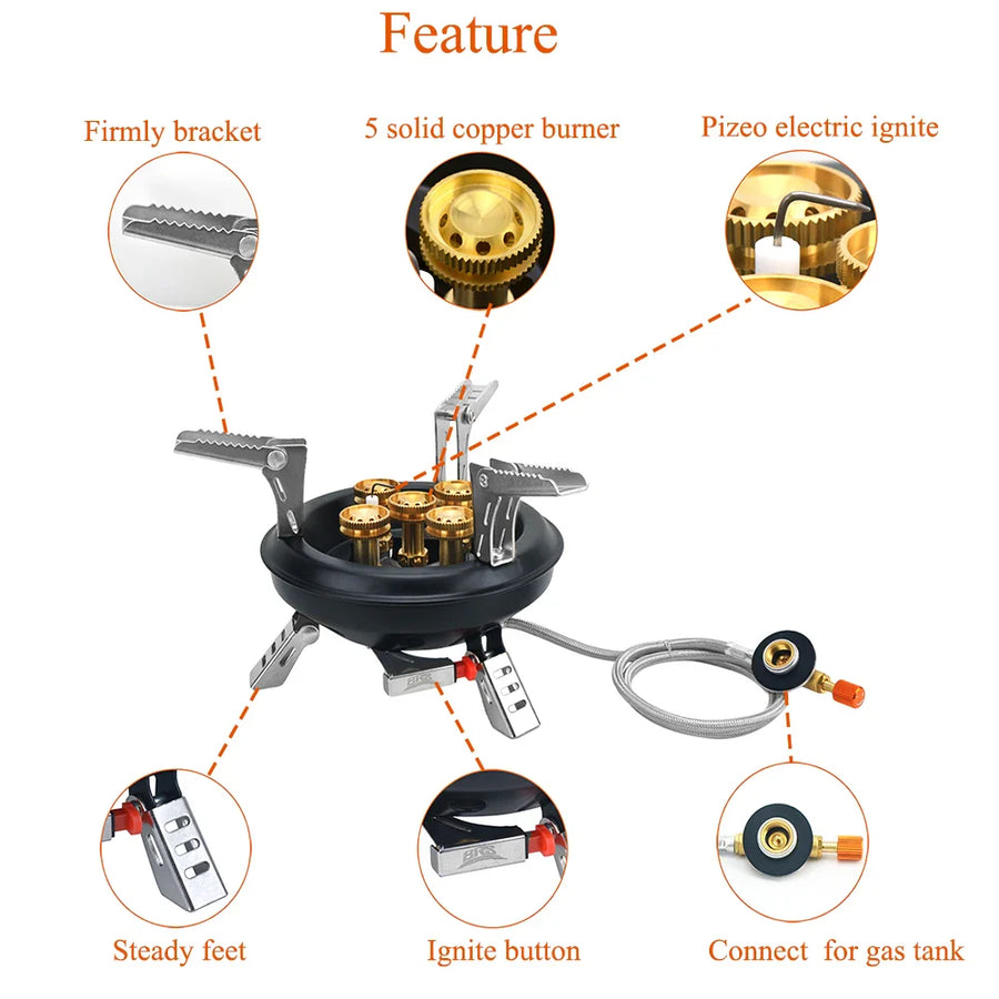 Portable Multi-Burner Quick Ignition Outdoor Gas Cooker - Image 4