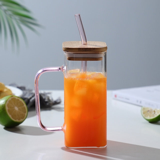 Stylish Square Large Capacity Mug with Straw