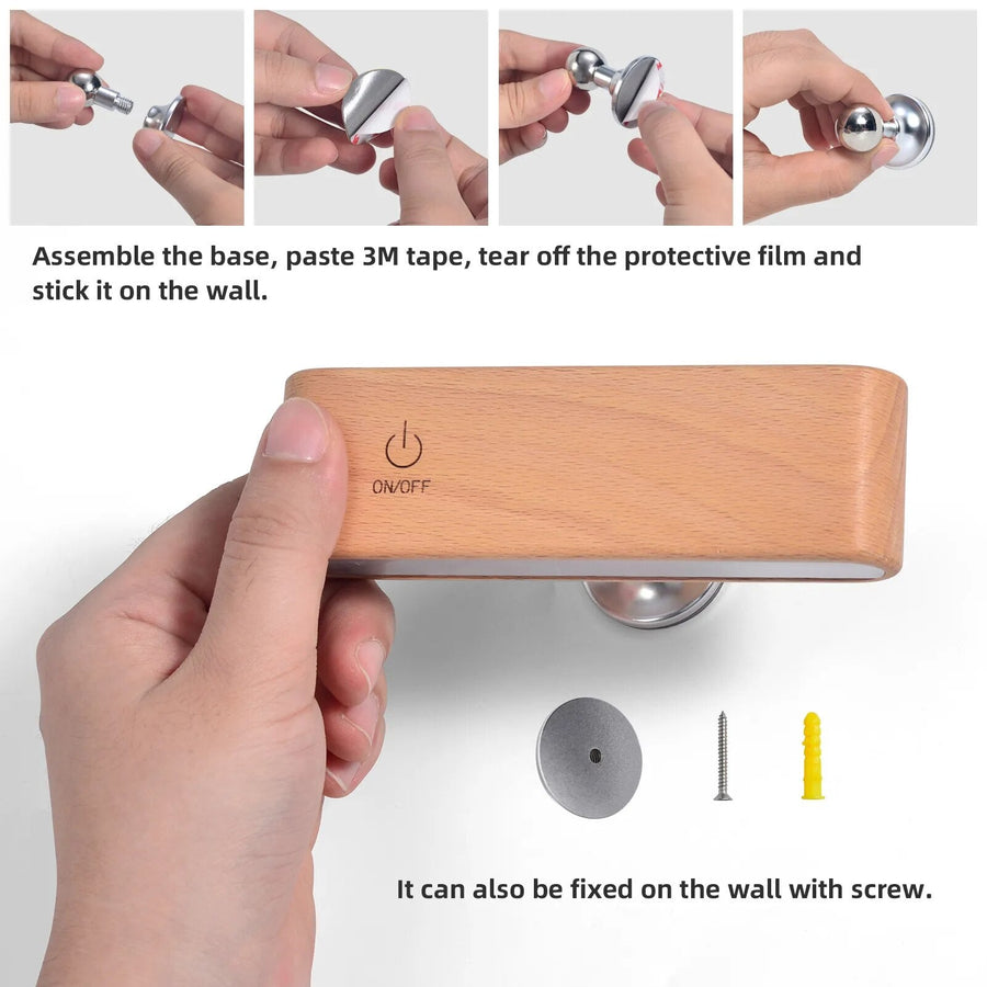 Rotatable Magnetic Wooden Rechargeable LED Night Lamp - Image 2