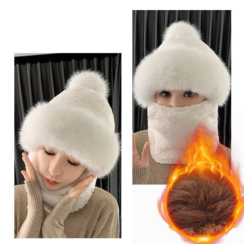 Warm Winter Fluffy Thick Hat Scarf - Image 9