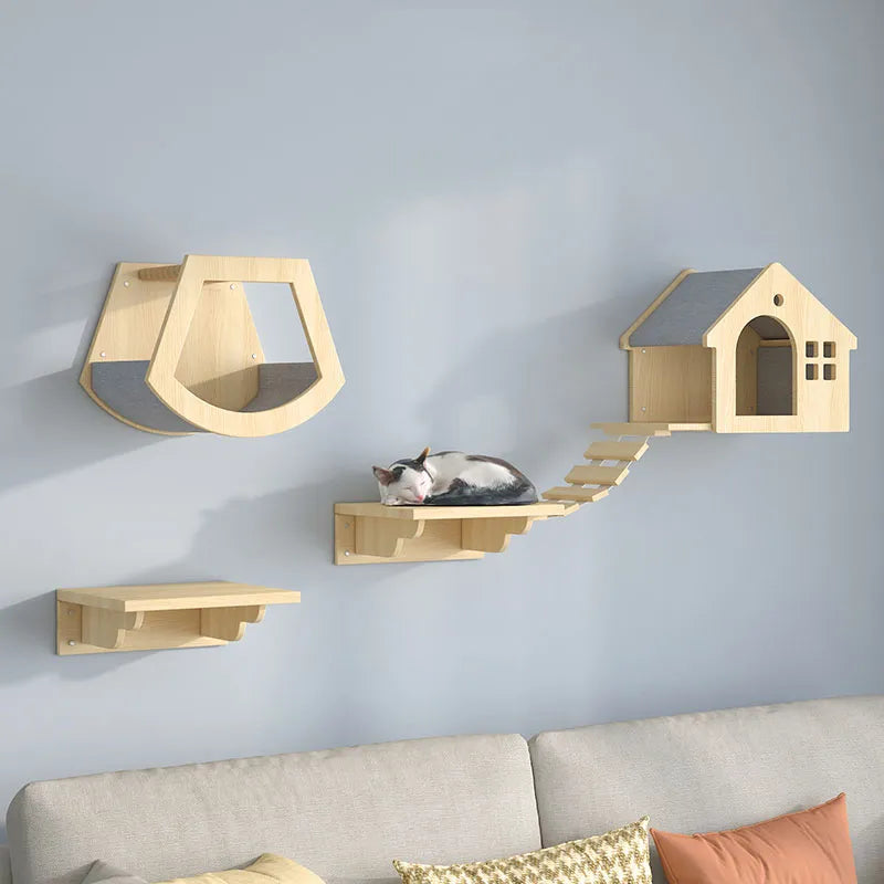 Wooden Cat Wall Climbing Platform Tower - Image 5