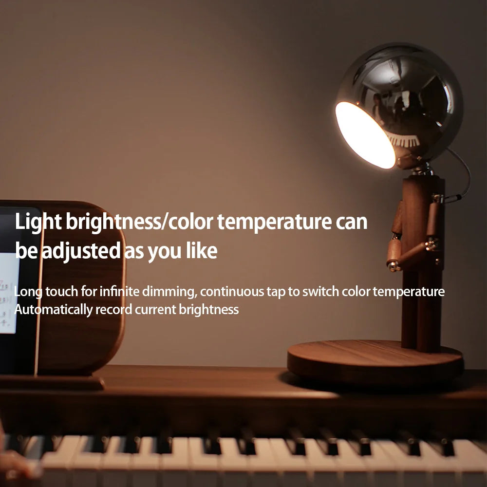 Lunar Robot Astronaut Wooden Table Lamp - Image 3