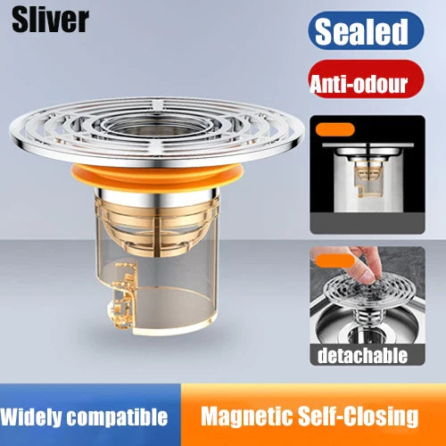 Magnetic Self-Closing Anti-Odor Bathroom Strainer Cover