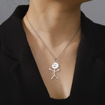 Cute Punk Funny Middle Finger Stickman Necklace