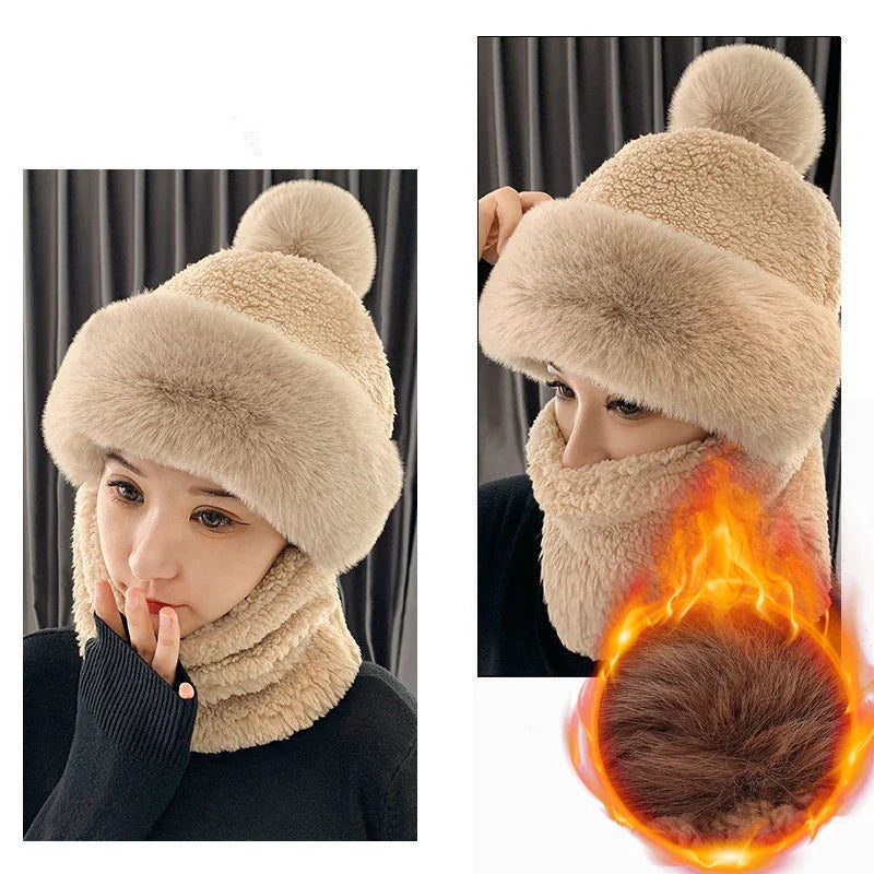 Warm Winter Fluffy Thick Hat Scarf - Image 7