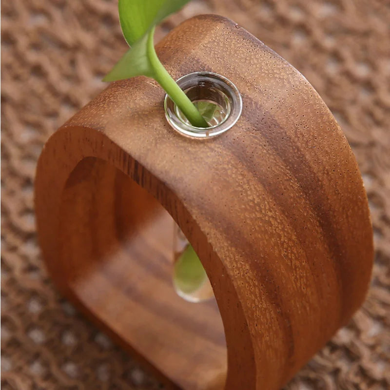 Oval Wood Frame Single Stem Vase - Image 2