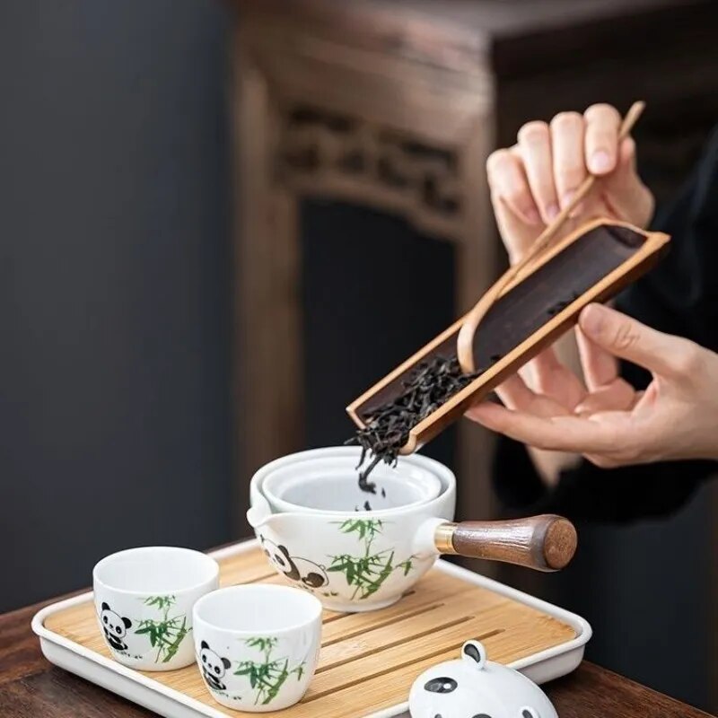 Panda Spin Rotating Tea Set