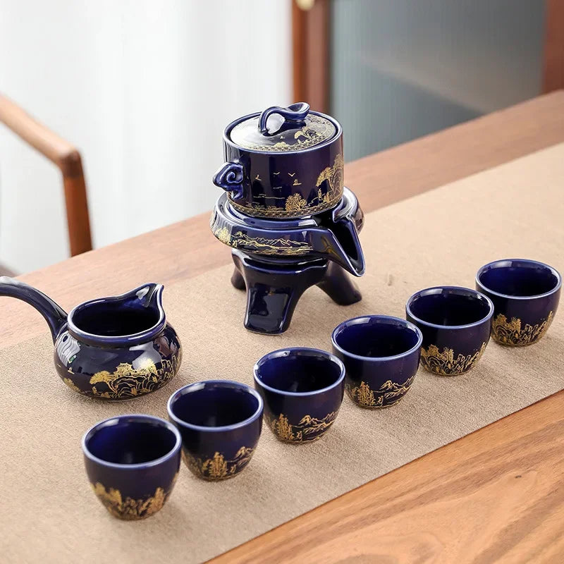 Royal Golden Porcelain Dragon Flow Tea Set - Image 3