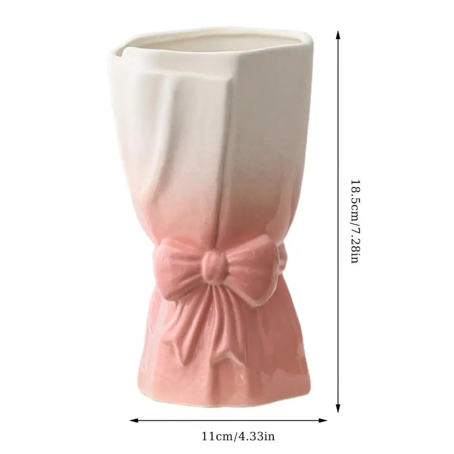 Ribbon Bow Ceramic Tabletop Flower Vase - Image 5