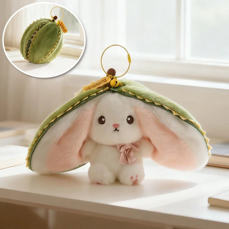 Peekaboo Basket Bunny Reversible Fruit Plush Toy