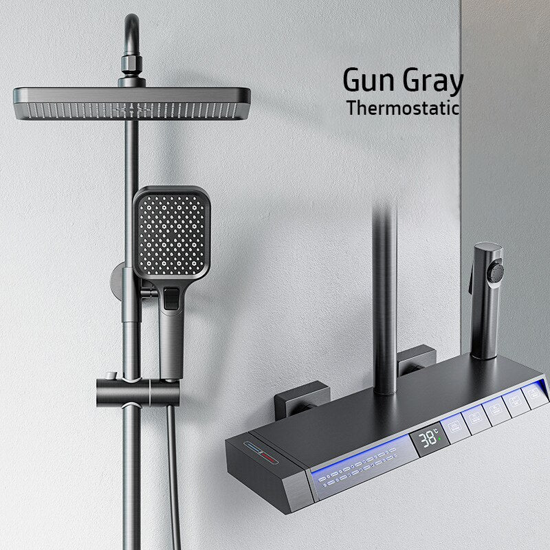 Rainfall Spa Therapy Digital Thermostatic Shower System Set