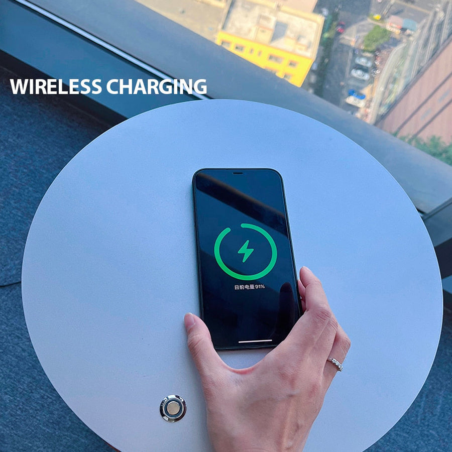 Wireless Charging Wooden Soft Glow Lamp Desk - Image 4
