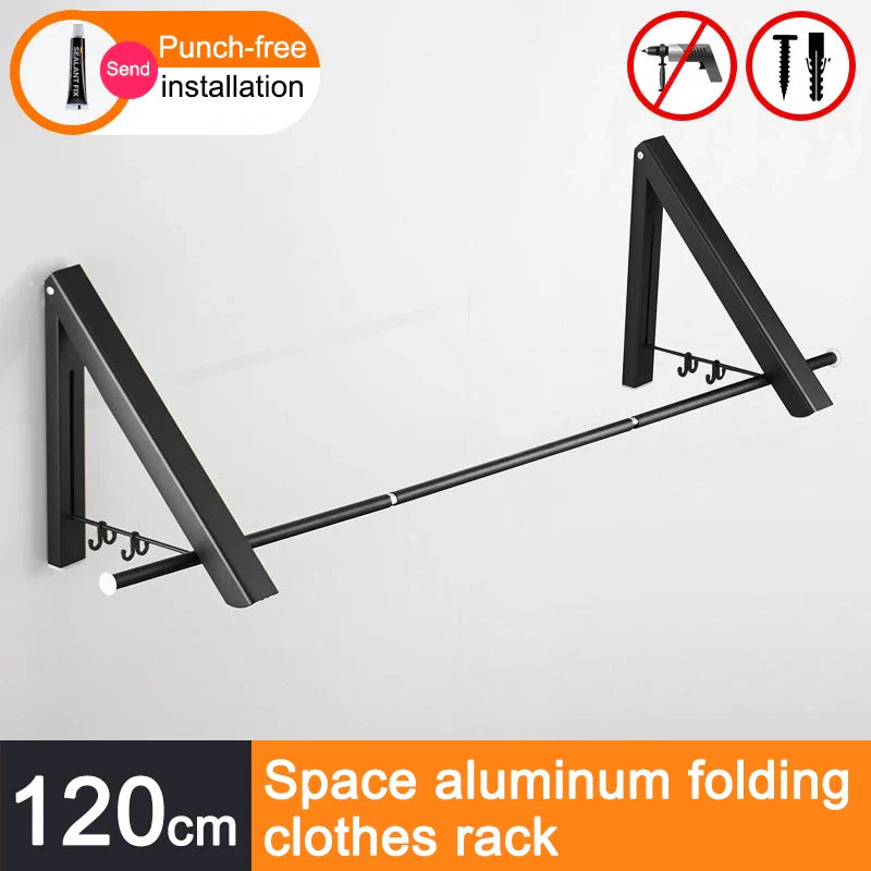 Space Saver Foldable Wall Clothes Aluminum Rack - Image 13