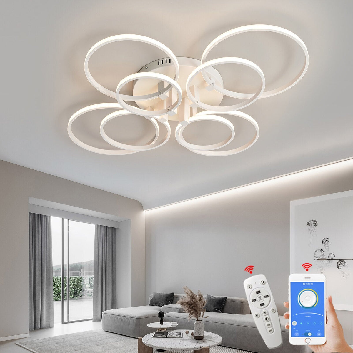 Modern Art Shapes Smart Home LED Chandelier