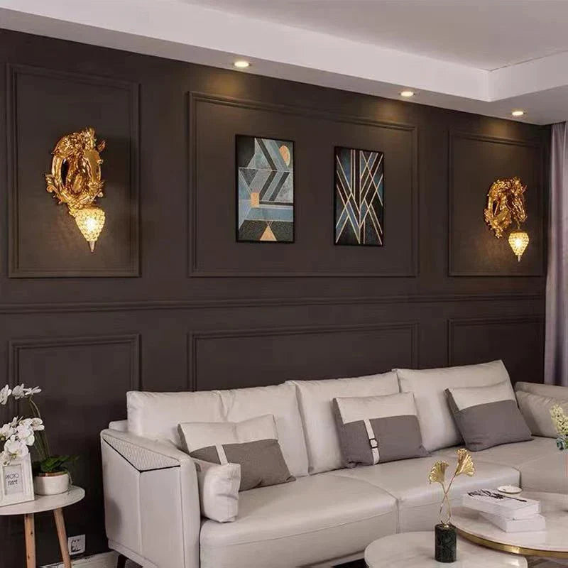 Artistic Horse Design Gold Wall Lamp - Image 3