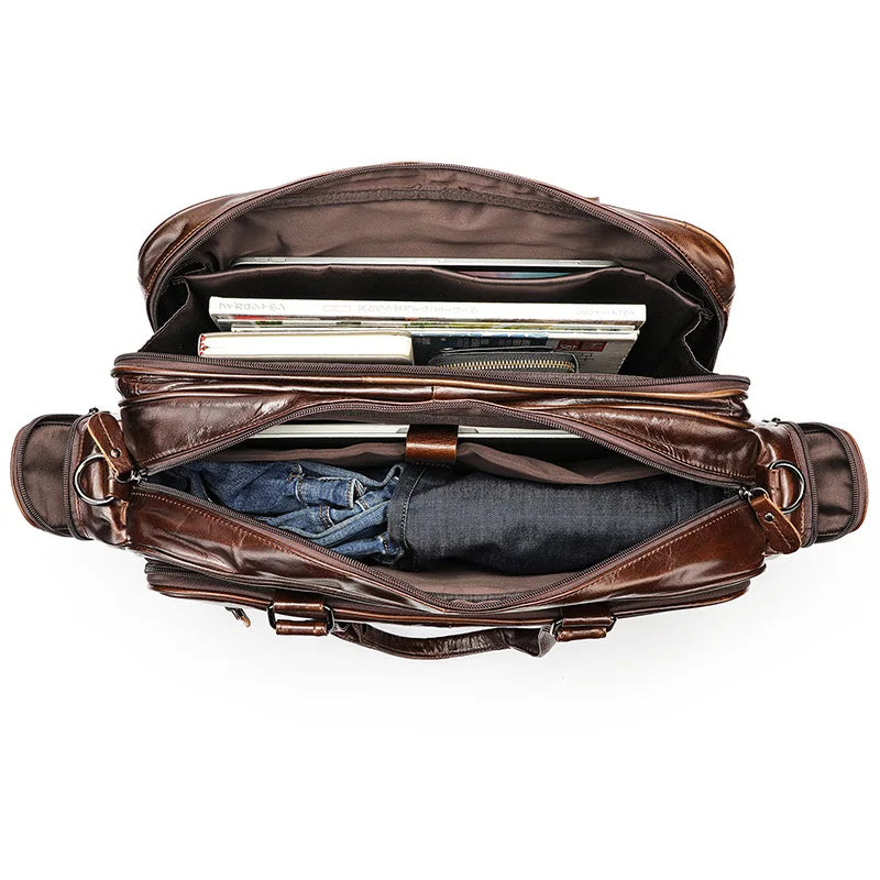 Multifunctional Large Capacity Genuine Leather Vintage Handbag - Image 8