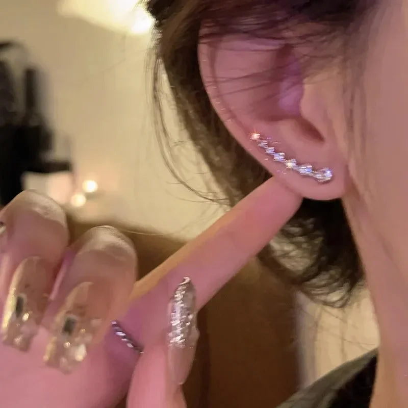 Korean Shiny Zircon Crystal Earrings - Image 5