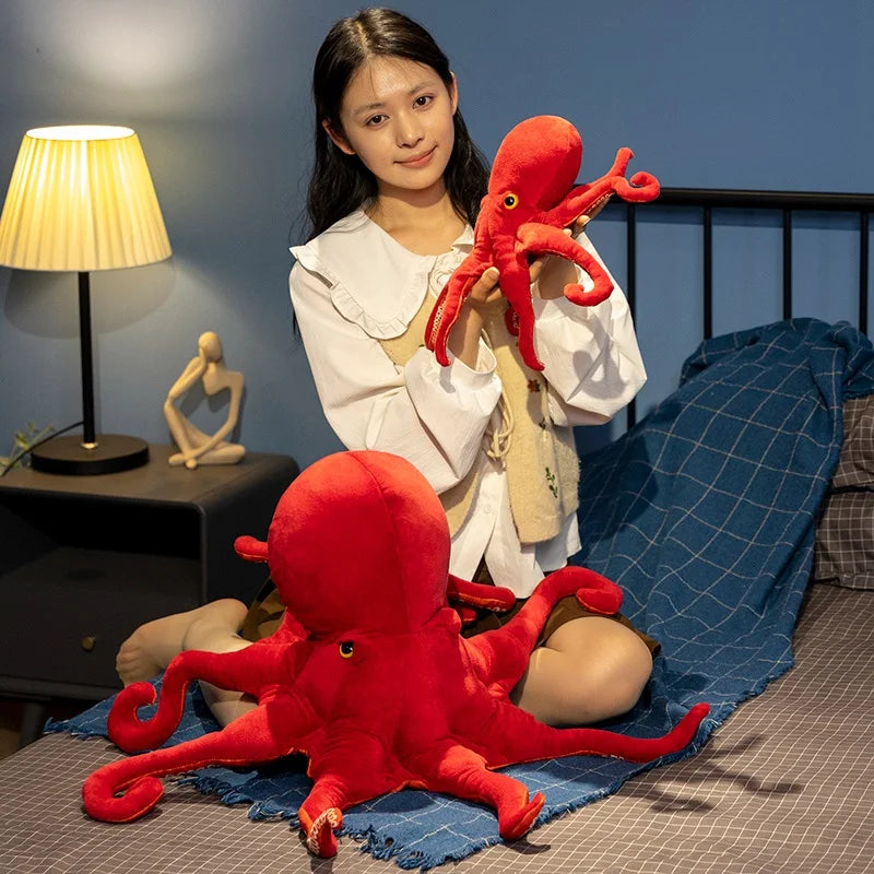 Red Octopus Plush Stuffed Toy - Image 3