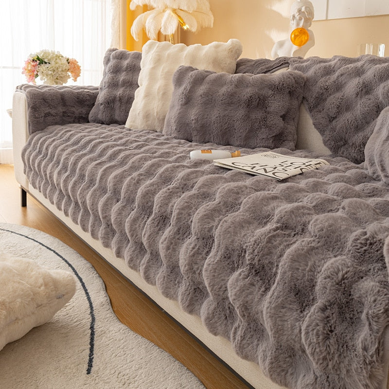 Snuggly Comfy Plush Sofa Cover - Image 0