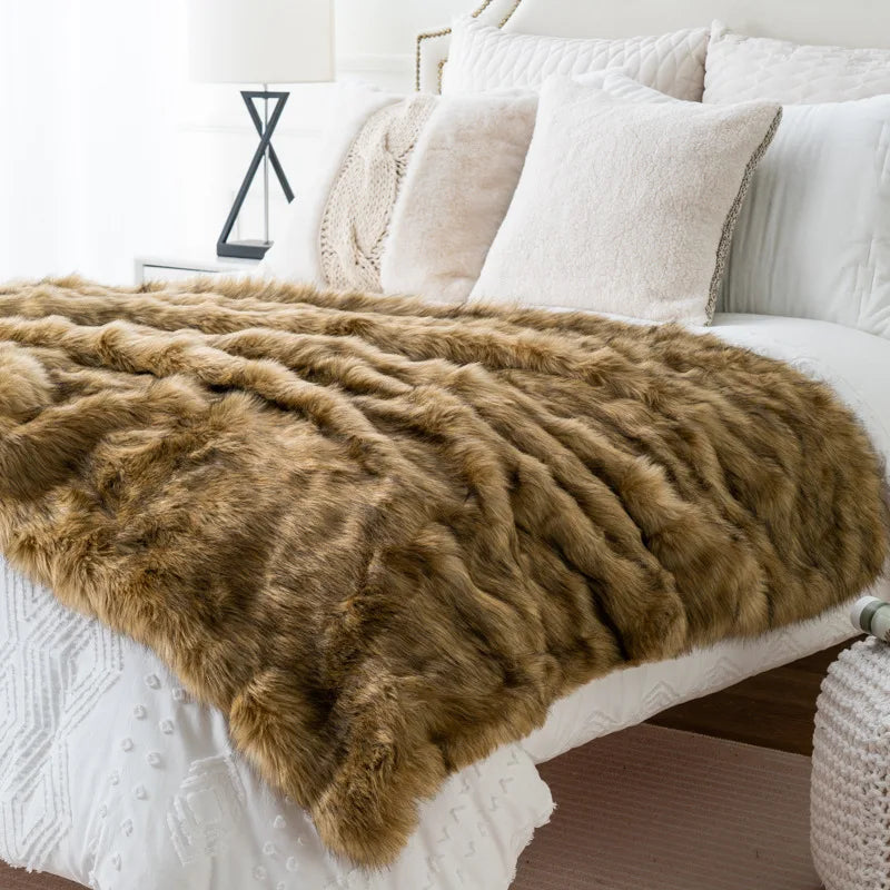 Cozy Couture Deluxe Faux Fur Sofa Blanket - Image 0