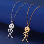 Cute Punk Funny Middle Finger Stickman Necklace