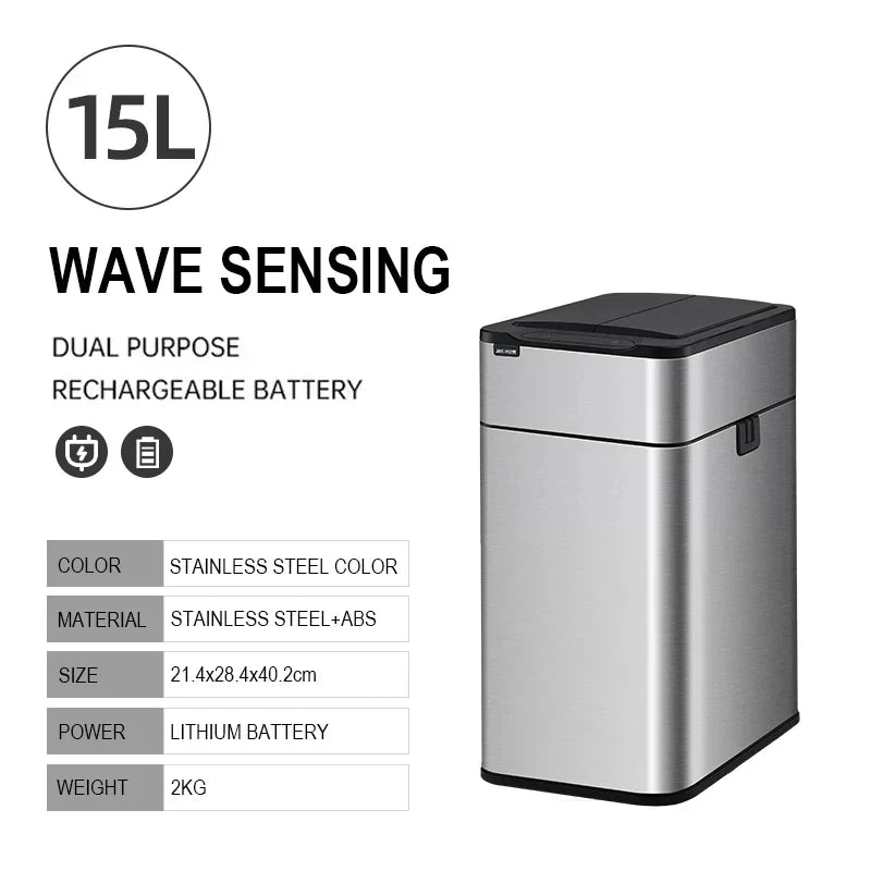 Smart Stainless Steel Automatic Sensor Trash Bin - Image 13