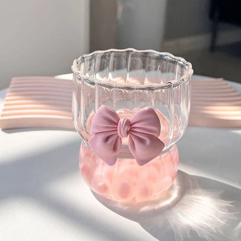 Cute Ribbon Glass Coffee Mug - Image 2