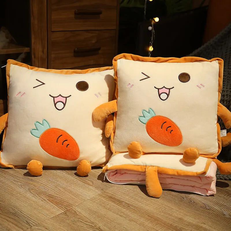 Playful Cartoon Toast Foldable Travel Pillow Blanket - Image 5