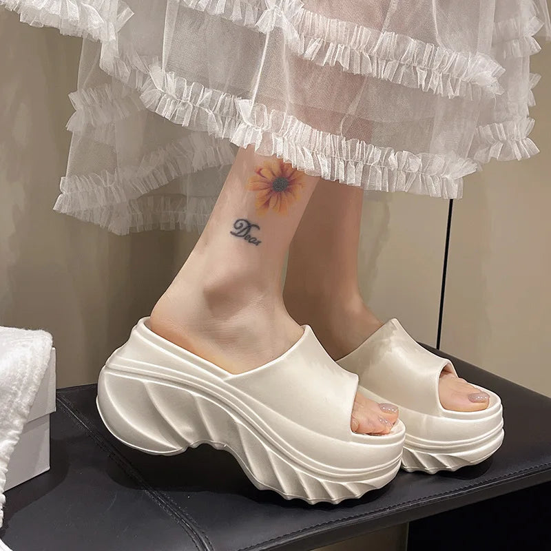 High Heel Soft Sole Platform Slippers - Image 4