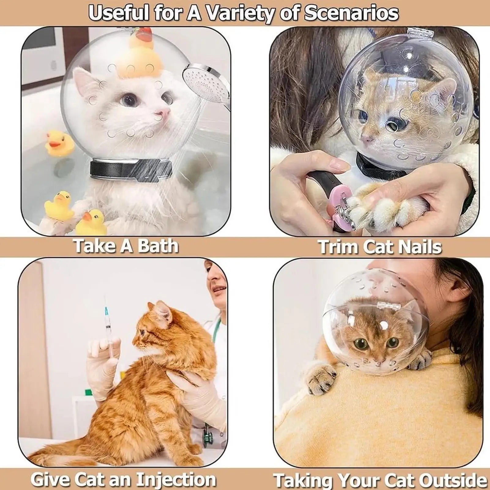 Bubble Cone Transparent Cat Recovery Groom Helmet - Image 3